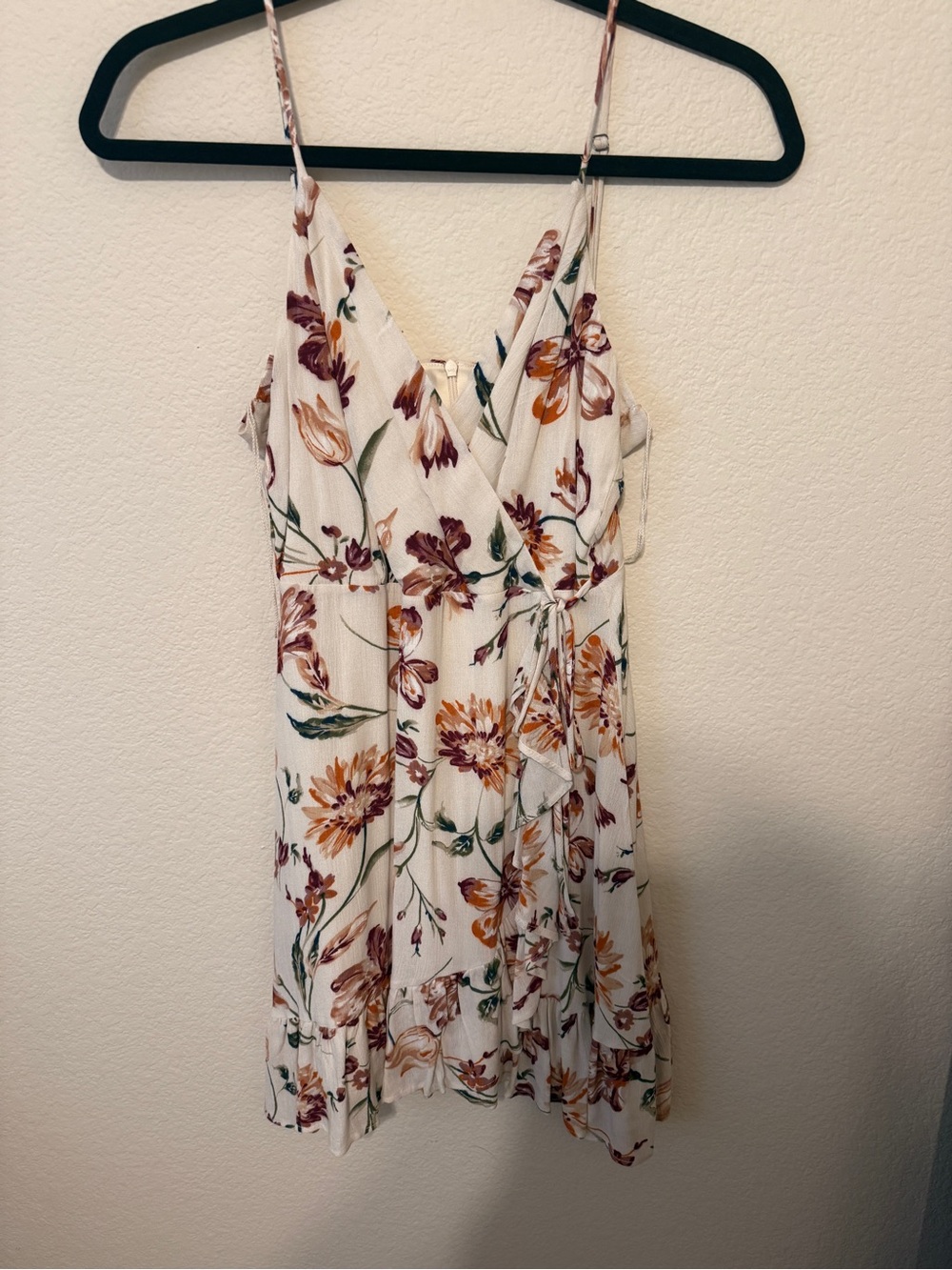 Altar'd State White Mini Dress with Mustard & Burgundy Floral Print